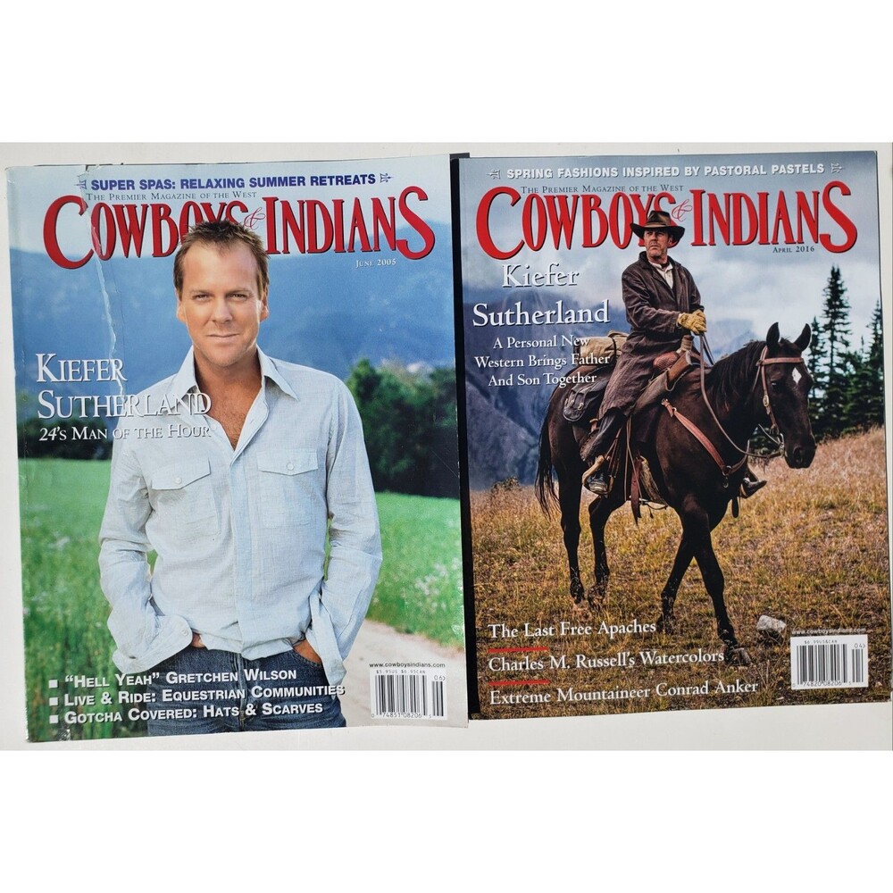 Cowboys & Indians Lot Of 2: Kiefer Sutherland JUN 2005 & APR 2016 NICE!